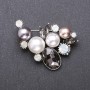 "Twig" Brooch with Grey and White Pearl Beads 52x50mm grey metal