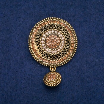 'Agraffe' Brooch with Gold-Tone Rhinestones, Gold-Tone Metal, 37x57mm