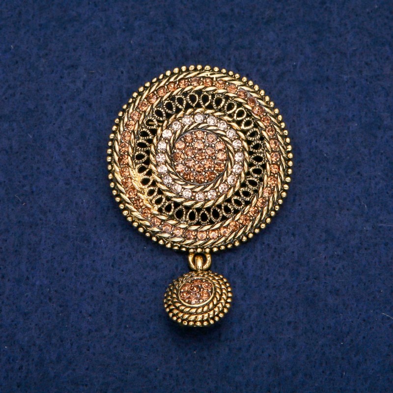 'Agraffe' Brooch with Gold-Tone Rhinestones, Gold-Tone Metal, 37x57mm