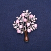 Tree Cat's Eye Brooch Pendant with Pink and Brown Enamel, Silver-Tone Metal 43x54mm