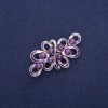 Brooch with Amethyst and Purple Enamel, Silver-Tone Metal 30x57mm