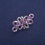 Brooch with Amethyst and Purple Enamel, Silver-Tone Metal 30x57mm