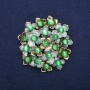 'Flowers' Brooch with Cat's Eye, Green Enamel, Gold-Tone Metal, 60x62mm