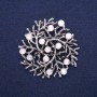 Brooch-Pendant "Twigs" White Cat's Eye, Silver-Tone Metal, 60mm