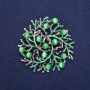 'Twigs' Pendant Brooch with Cat's Eye, Green Enamel, Silver-Tone Metal, 60mm