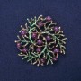 'Twigs' Brooch Pendant with Natural Amethyst, green enamel, gold-tone metal 60mm