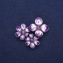 Flower Brooch Pendant with Amethyst and Purple Enamel, Silver-Tone Metal 36x46mm