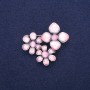 "Flowers with Pink Cat's Eye" Brooch-Pendant with Enamel, silvery metal 36x46mm
