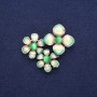 "Flowers with Green Cat's Eye" Brooch-Pendant with Enamel, golden metal 36x46mm