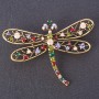 "Bombay Dragonfly" Brooch, Insect Series, Multicolour Rhinestones, Gold-Tone Metal 7x5cm