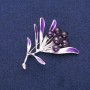 Brooch Flower with Amethyst, purple enamel, silver-coloured metal 42×51mm
