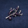 Brooch with Natural Amethyst Stone 58x45mm Violet Colour Silver-Tone Metal