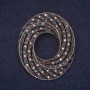 Accent Brooch 45x39mm rhinestones colour pink blue chameleon, silver-tone metal
