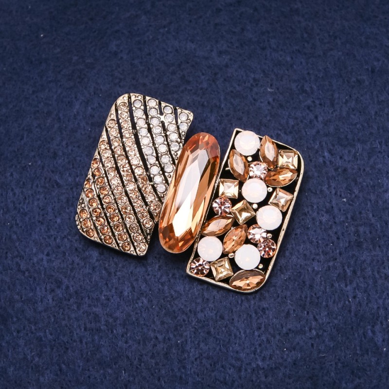 'Accent Order of Beauty' Brooch with Yellow Rhinestones, Gold-Tone Metal, 34x45mm