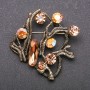 Large Accent Brooch with Yellow "Chameleon" Crystals, Yellow Metal, 55x55mm
