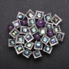 Brooch-Pendant "Accent" Series with Abalone and Amethyst, Metal Colour 57x49mm