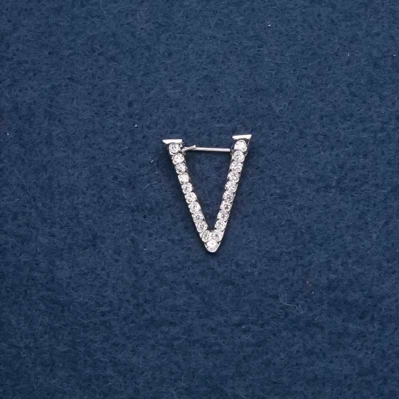 Initial Letter Brooch "V" 20x25mm metal colour "silver"