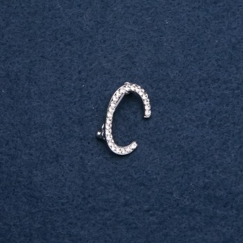 Initial Letter Brooch "C" 26x18mm metal colour "silver"