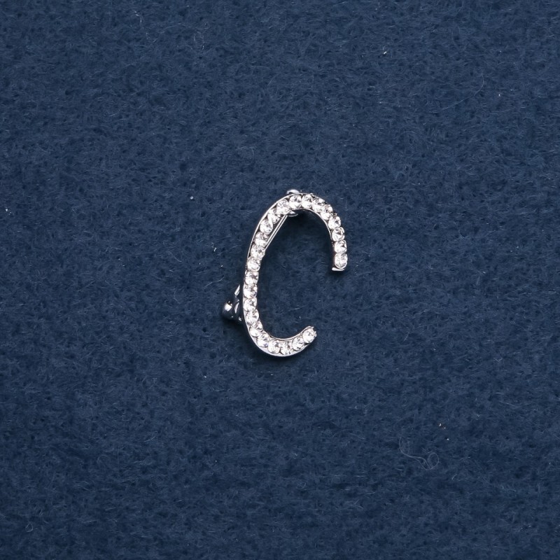 Initial Letter Brooch "C" 26x18mm metal colour "silver"