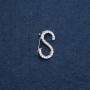 Initial "S" Letter Brooch 28x17mm, Silver-Tone Metal
