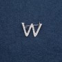 Brooch Initial Letter "W" 29x20mm Silver-Tone Metal
