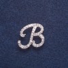Initial Letter "V" Brooch, Silver-Tone Metal 2.4x2.3cm