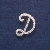 Initial Letter "D" Brooch, Silver-Tone Metal 3x2cm