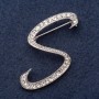 Initial Letter "S" Brooch Series, 3x3cm, Grey Metal, Rhinestones