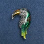 Toucan Brooch Silver-Tone Metal, Enamel and Rhinestones 36x16mm +