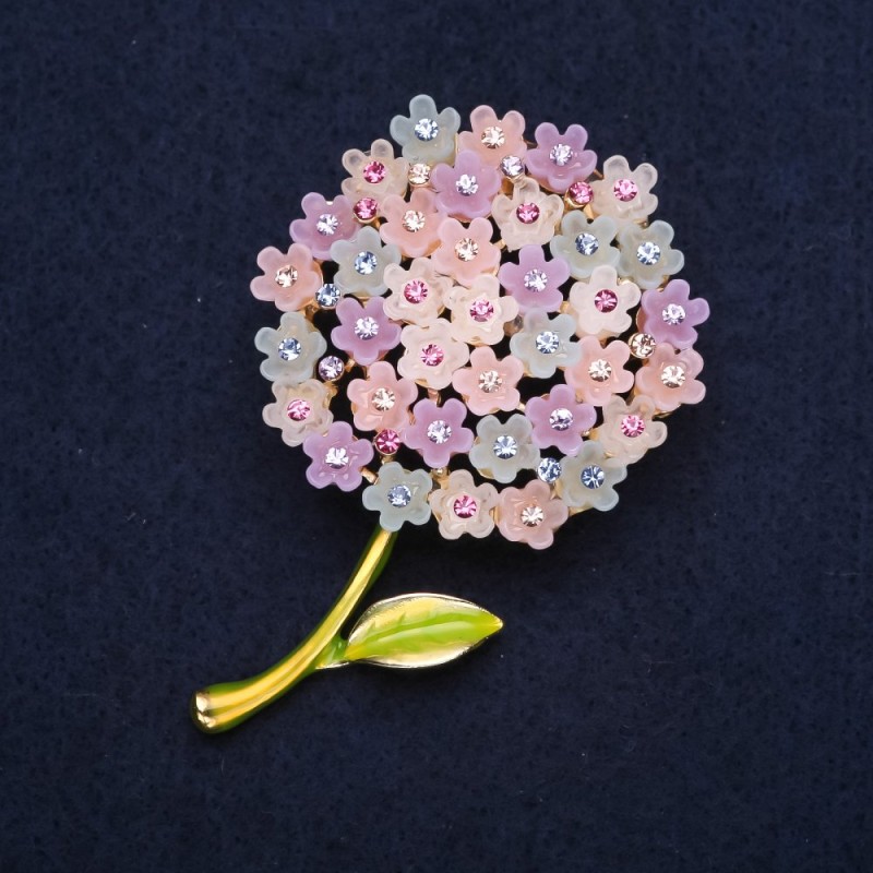 Flower Brooch "Multicolour Hydrangea" 60x40mm