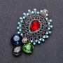 Order of Beauty Brooch with Multicolour Crystals 60x38mm, yellow metal