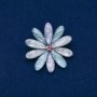 Flower Brooch, multicolour grey metal 48mm +
