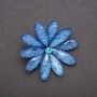 Daisy Brooch with Blue Aquarium Effect, grey metal 47mm