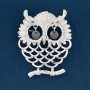 Openwork Owl Brooch Grey Metal 40x32mm