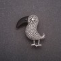 Bird Brooch, Grey Metal, 39x36mm