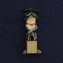 Frog with Suitcase Brooch-Pendant, Gold-Tone Metal, Grey Enamel, 45x18mm +