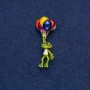 Frog with Balls Brooch, Gold-Tone Metal, 46x17mm +