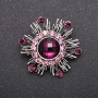Brooch Star series "Accent" violet crystal metal colour "gray" 37mm