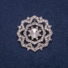 Silver-Tone Metal Brooch with White Crystals, 40x40mm