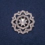 Silver-Tone Metal Brooch with White Crystals, 40x40mm