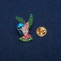 Hummingbird Brooch, Colourful Enamel and Rhinestones, Gold-tone Metal, 23x31mm