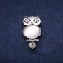 Owl Brooch Cat's Eye, silver-tone metal 25x46mm