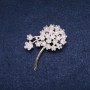 Little Flower Brooch, 52x40mm, White Crystals, Silver-Tone Metal