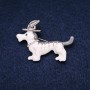 Dachshund in a Hat Brooch Silver-Tone Metal, Enamel and Rhinestones 33x47mm +