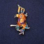 Parrot Brooch Enamel Orange Green Yellow Purple 50x30mm Gold-Tone Metal