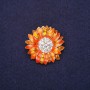 Flower Brooch with Crystals, Enamel, Orange, 29mm, Gold-Tone Metal
