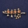 Birds on a Branch Brooch, Champagne Rhinestones, 55x25mm, Gold-Tone Metal