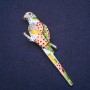 Brooch Parrot Polka Dot enamel rhinestones colour white blue green pink 90x25mm silver metal