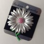 Flower Brooch Enamel Grey Pink Green 64x49mm