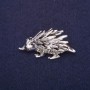 Hedgehog Brooch with White Rhinestones 44x24mm Silver-Tone Metal